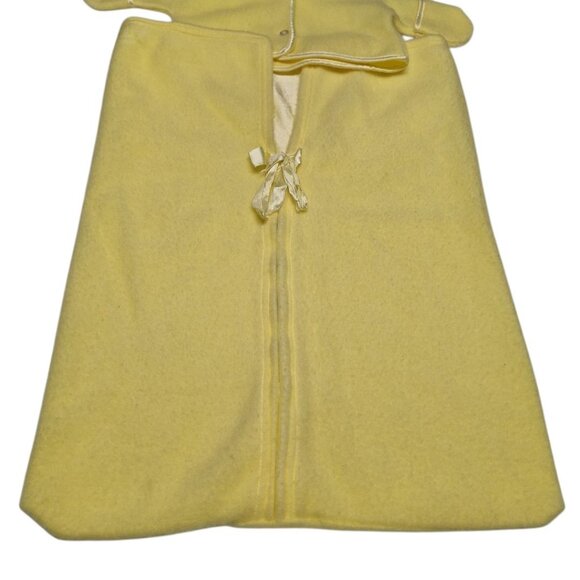 Vintage Baby‎ Yellow Hooded Coat & Sleeping Bag Combo Satin Trim Buttons - Picture 6 of 12